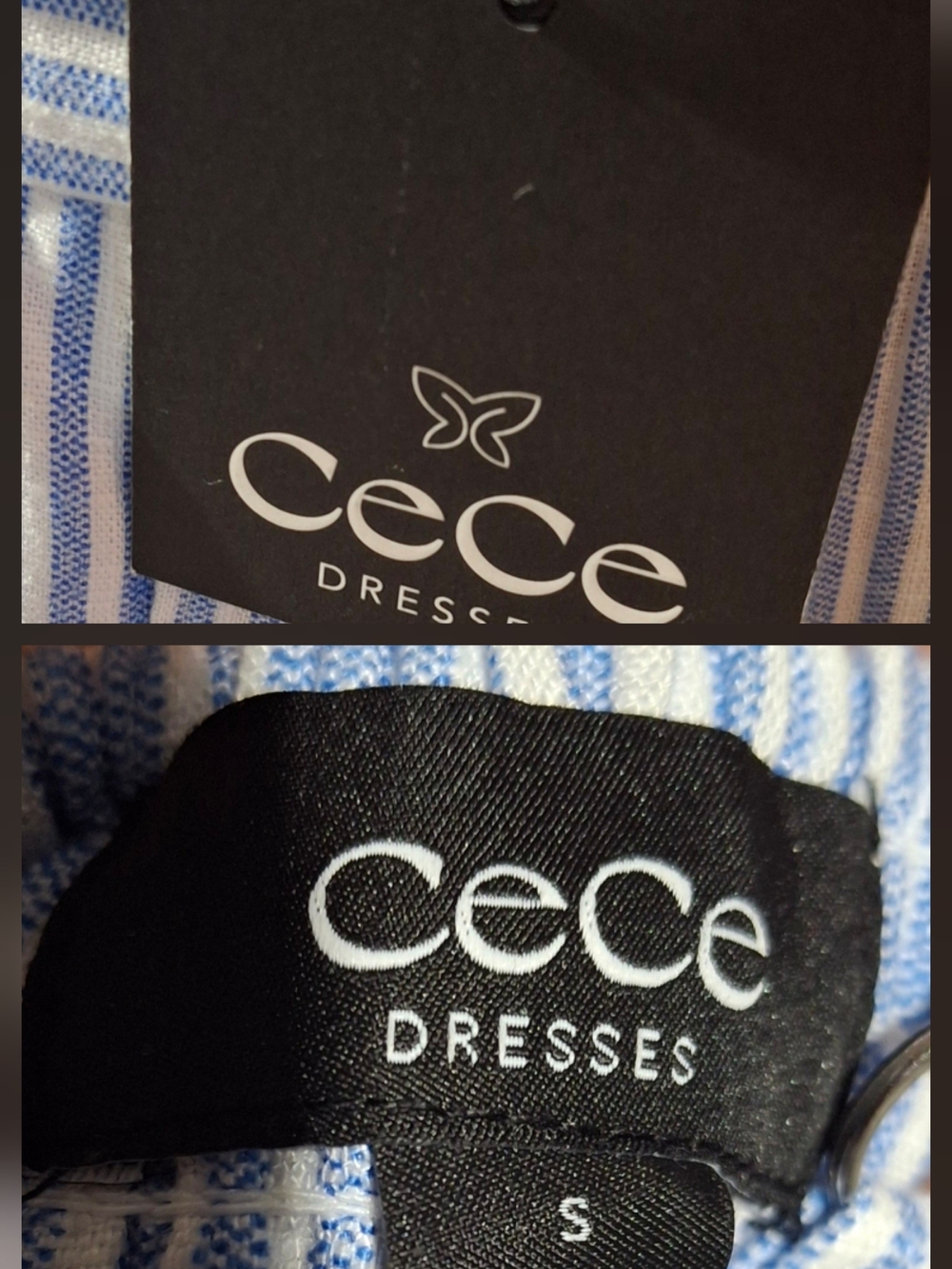 CeCe Blue and White Striped Women’s Dress